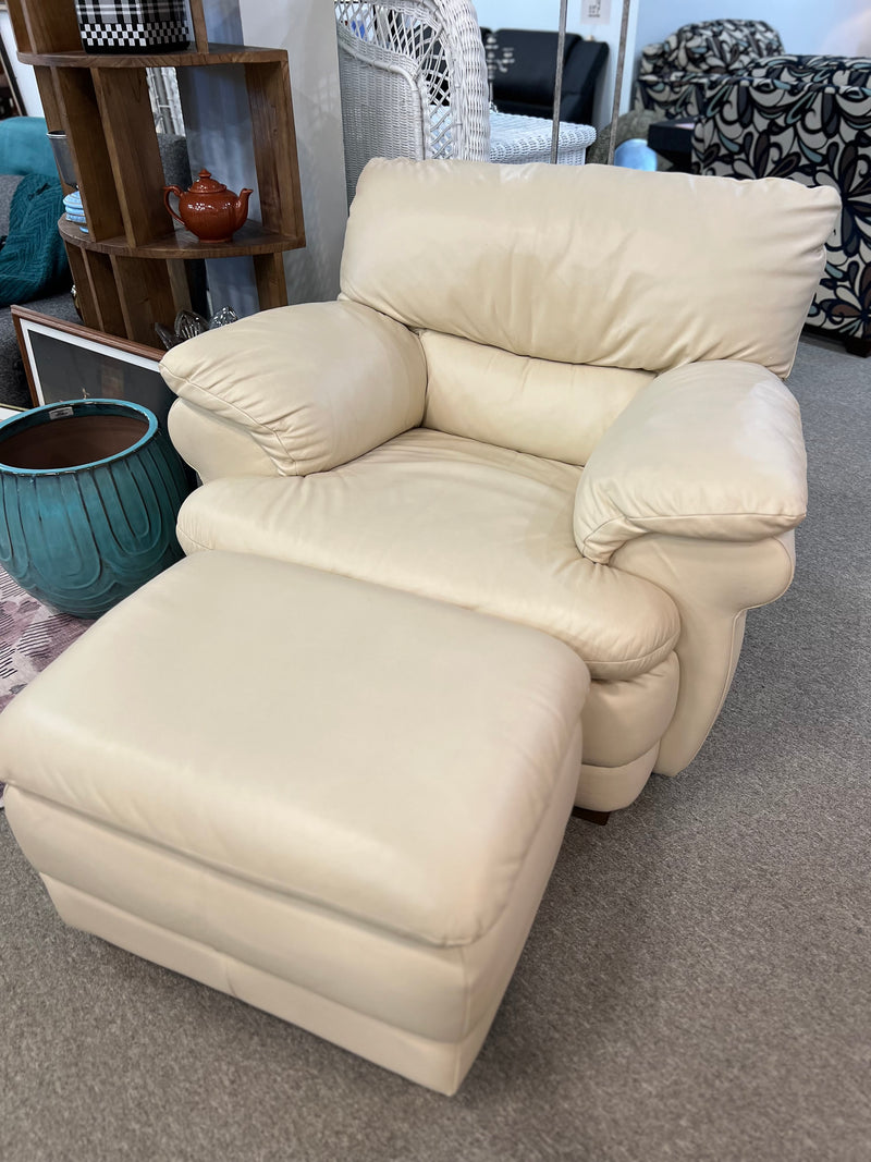 Leather Chair and Ottoman