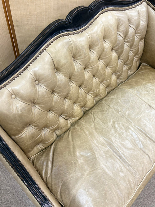 Leather Tufted Settee
