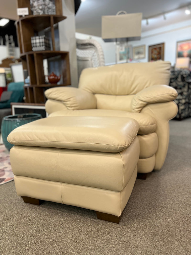 Leather Chair and Ottoman