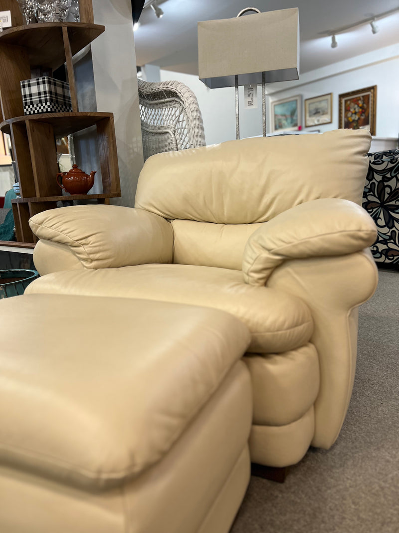 Leather Chair and Ottoman