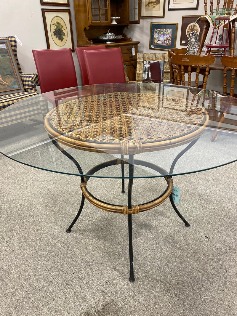 Cane & Glass Dining Table