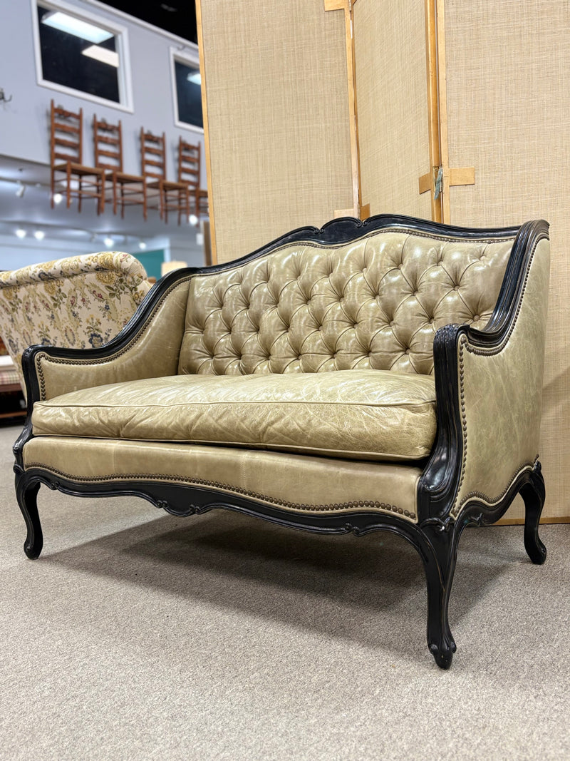 Leather Tufted Settee