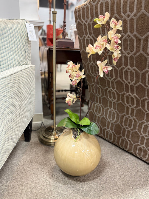 Faux Orchid in Ceramic Vase