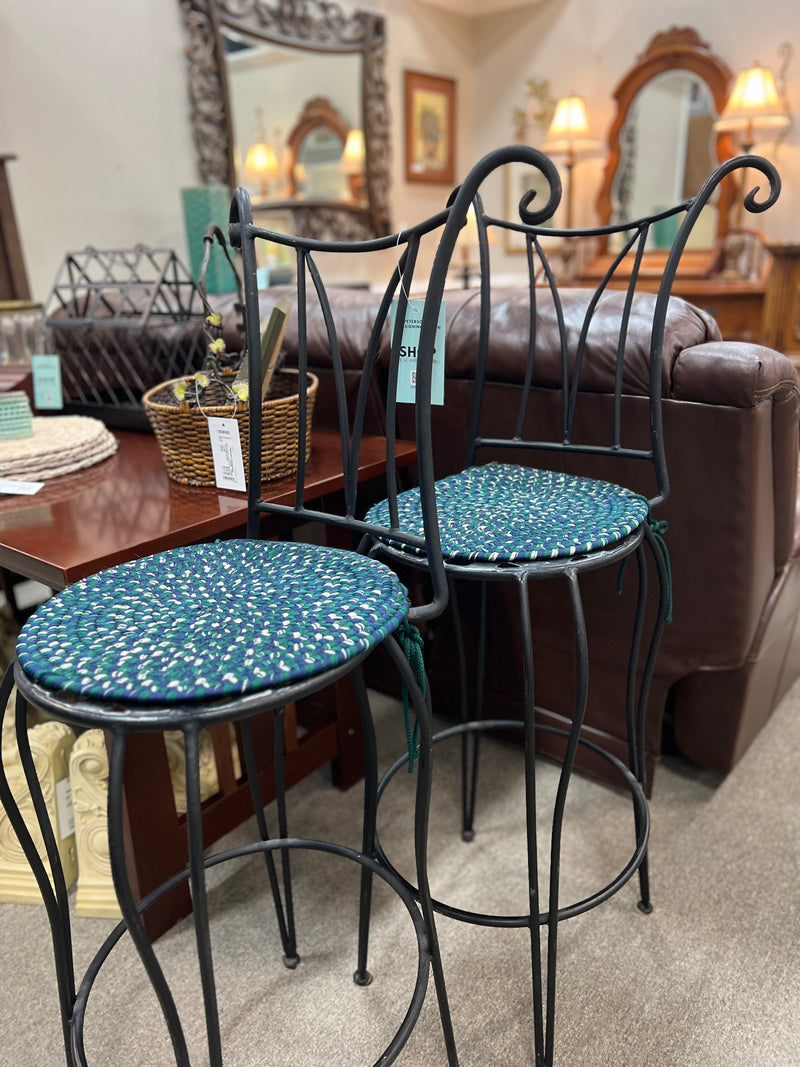 PAIR Wrought Iron Bar Stools