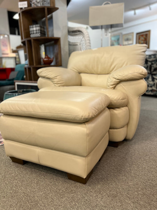 Leather Chair and Ottoman