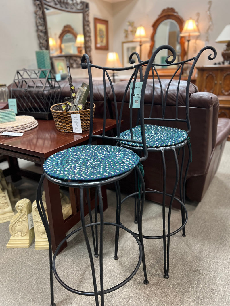 PAIR Wrought Iron Bar Stools