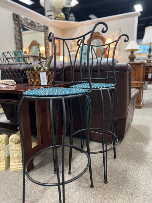 PAIR Wrought Iron Bar Stools