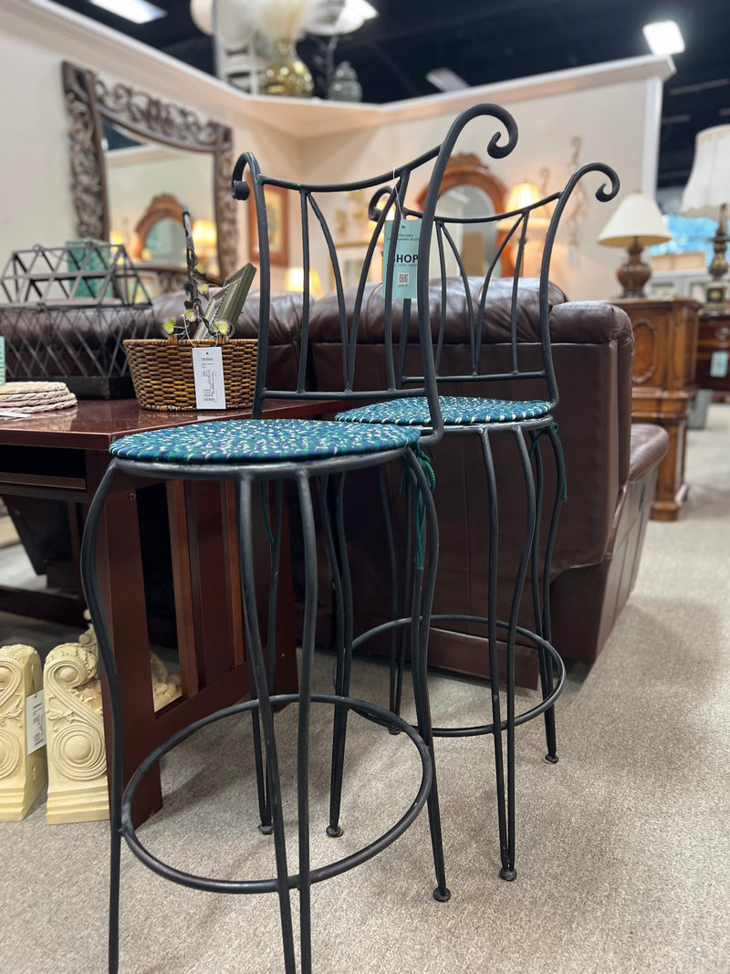 PAIR Wrought Iron Bar Stools