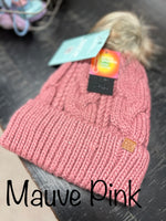 Cable Knit Pom Beanie - Multiple Color Options